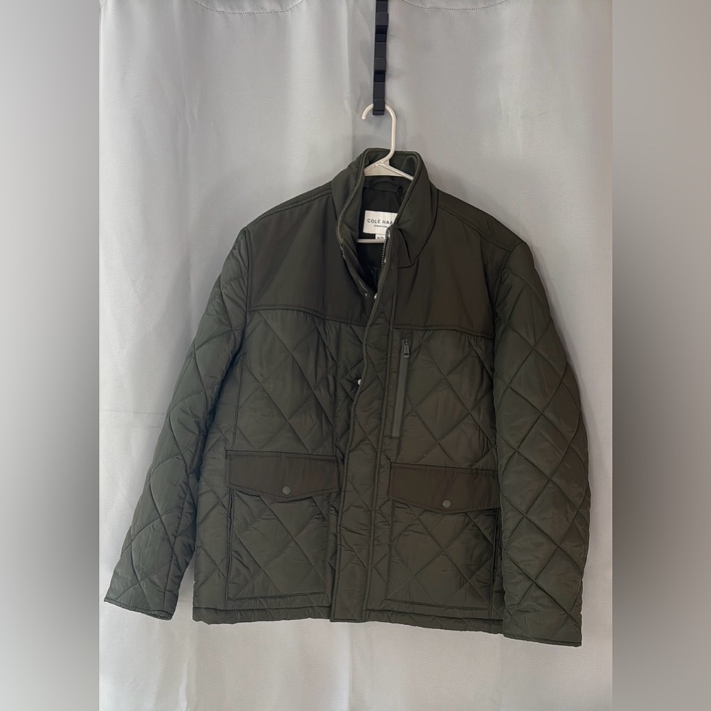 Cole Haan Green Puffer Jacket Quilted Design